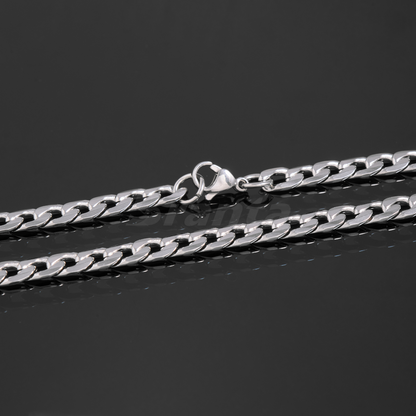 Silver Stainless Steel Curb Chain For Men (21.5 Inch)
