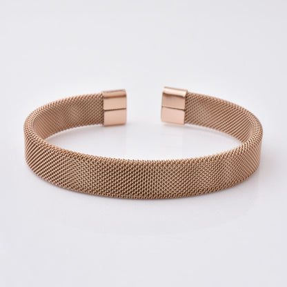 Woven Stainless Steel Cuff Bracelet For Men