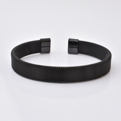 Woven Stainless Steel Cuff Bracelet For Men