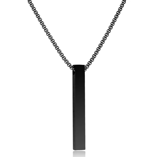 Black Bar Pendant Chain Necklace For Men