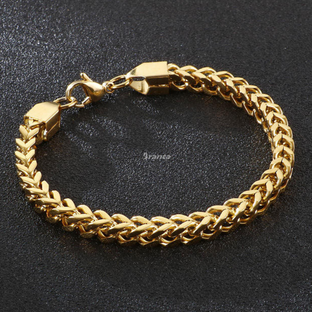 Chunky Link Bracelet Combo For Men (Gold Plated, Silver & Black)