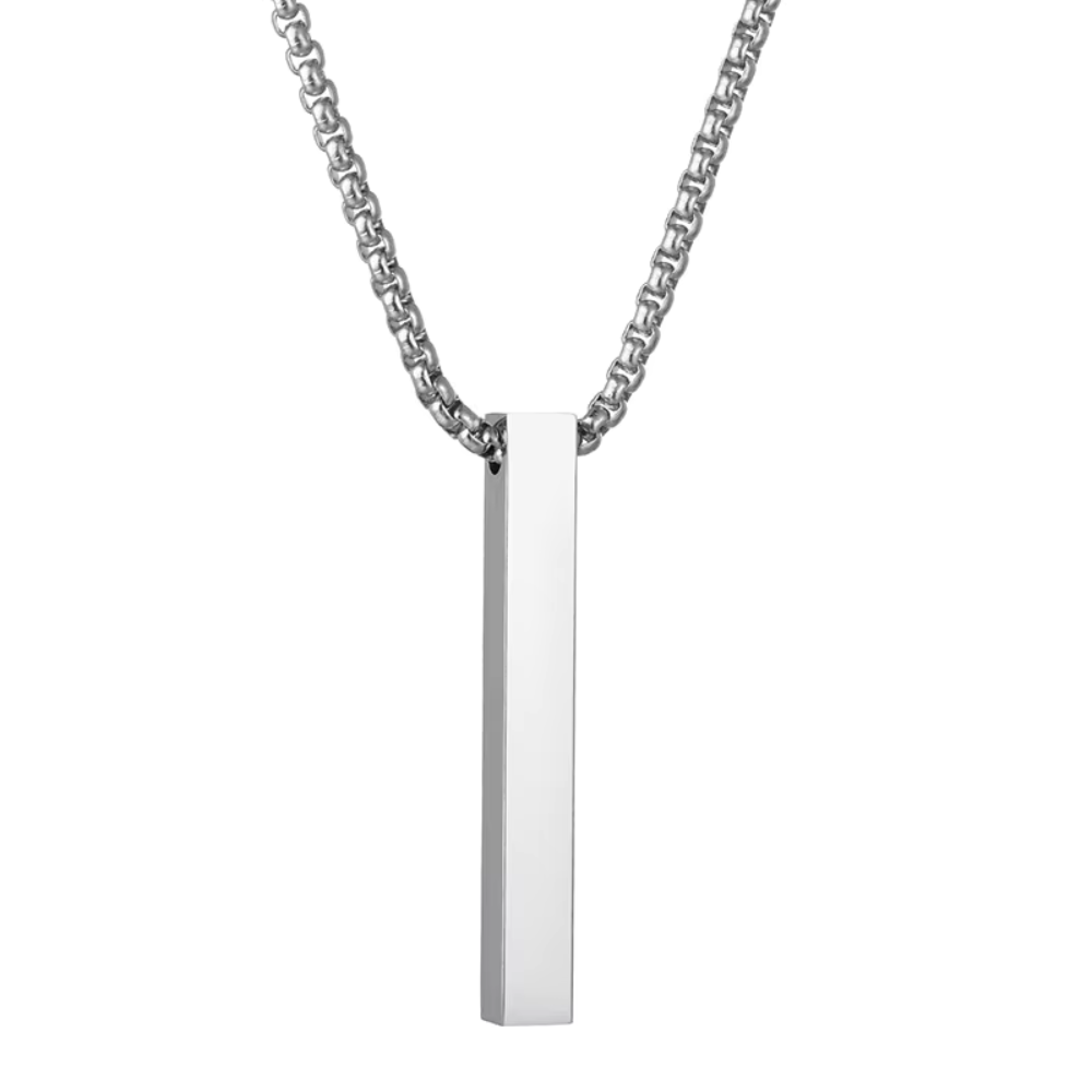Classic Curb Link Bracelet & Bar Pendant Chain Combo For Men