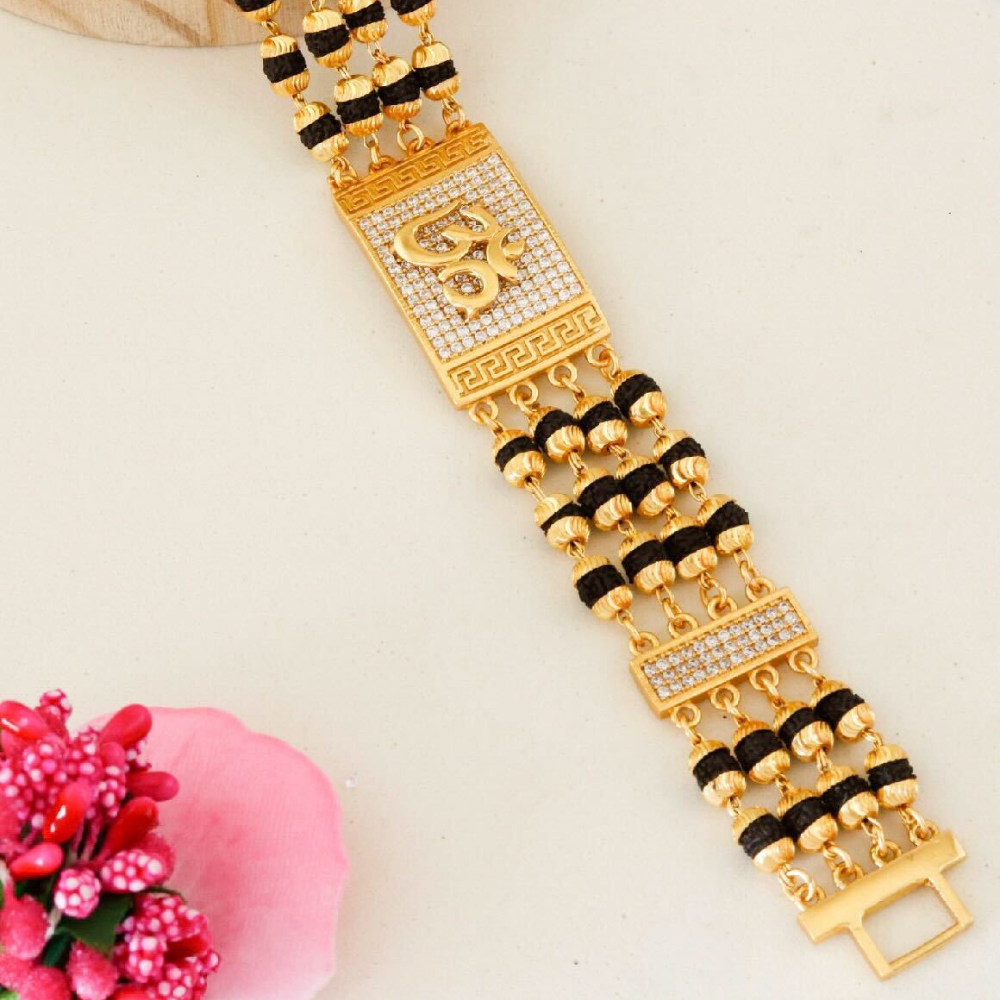 4 Line Om Rudraksha Diamond Bracelet For Men
