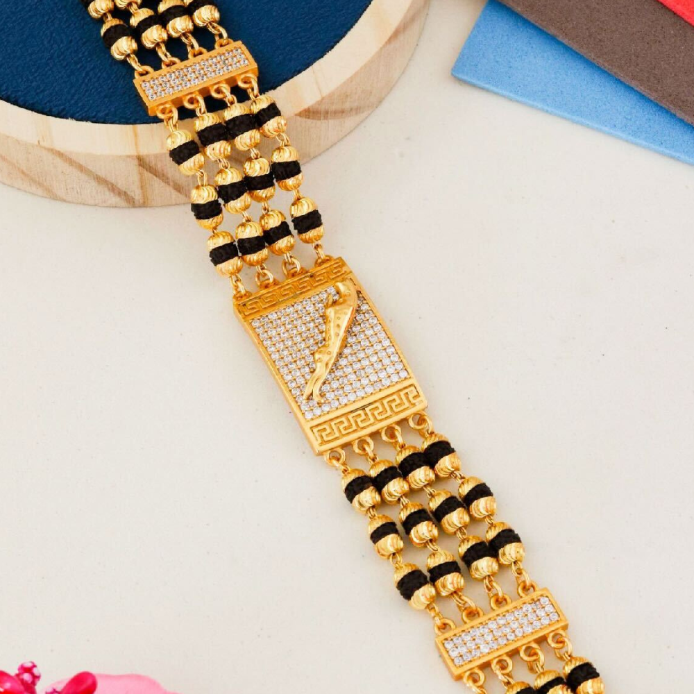 4 Line Jaguar Rudraksha Diamonds Bracelet For Men