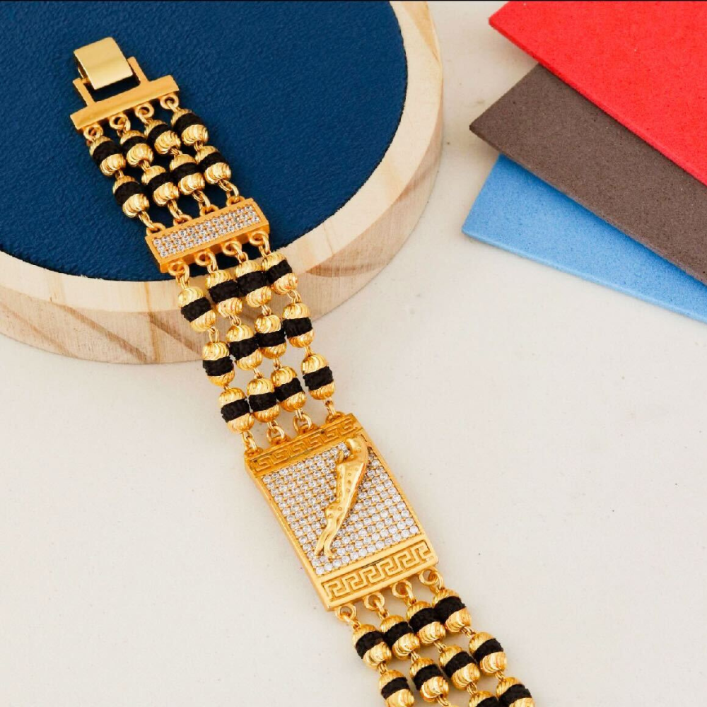 4 Line Jaguar Rudraksha Diamonds Bracelet For Men