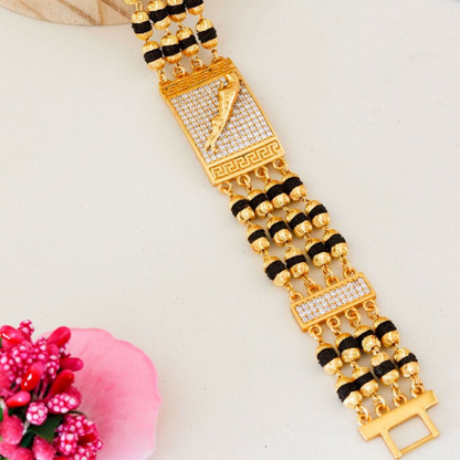 4 Line Jaguar Rudraksha Diamonds Bracelet For Men