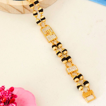 2 Line Maa Rudraksha Diamonds Bracelet For Men