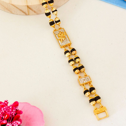 2 Line Trishul Rudraksha Diamonds Bracelet For Men