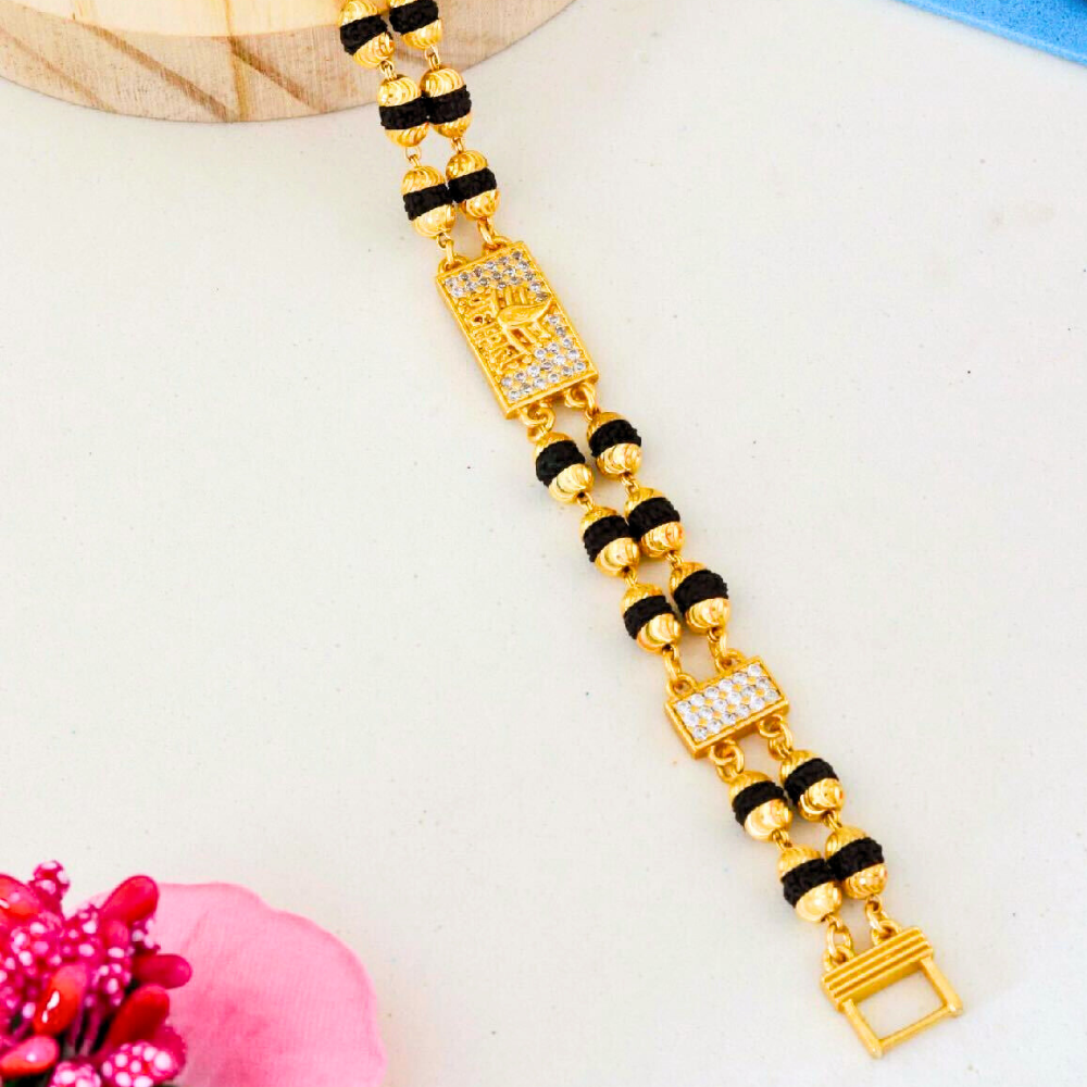 2 Line Mahakal Rudraksha Diamonds Bracelet For Men