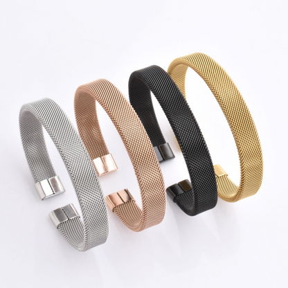 Woven Stainless Steel Cuff Bracelet For Men